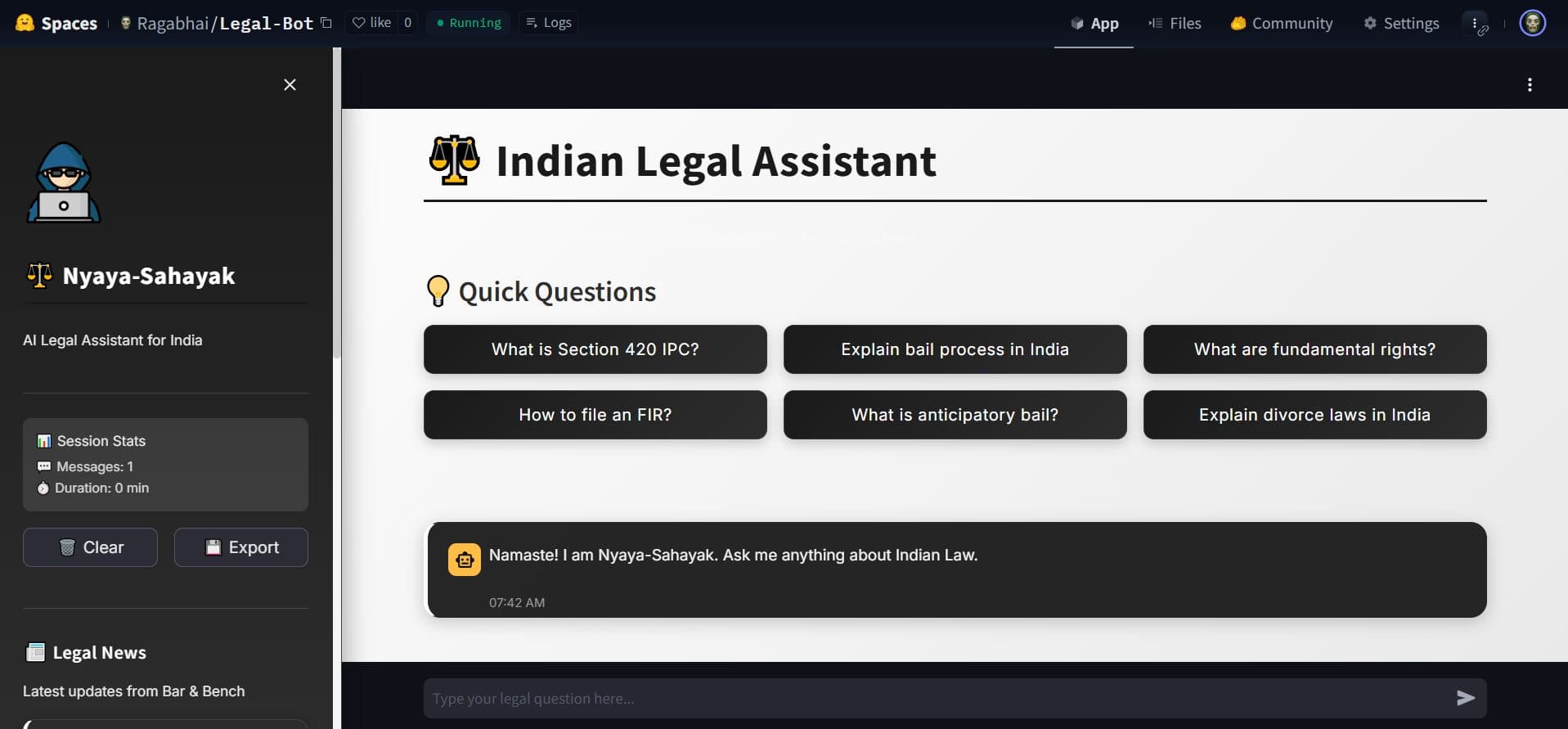 RAG-Based Legal Chatbot